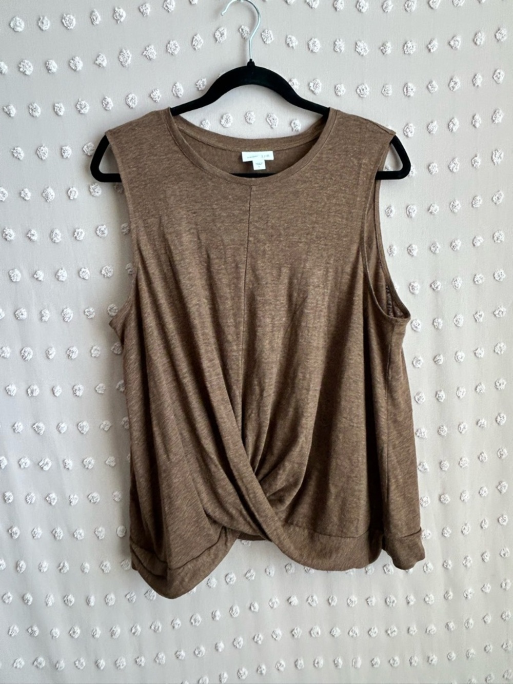 J. Jill Love Linen 100% Linen Sleeveless Twist Front Tank Sz L Brown